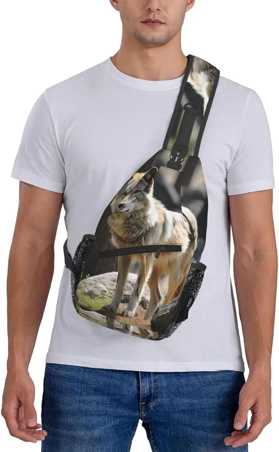 Sling Bag for Women Men Crossbody Bag Sling Backpack Wildlife Wolf Cross Body Bag Adjustable Chest Bag