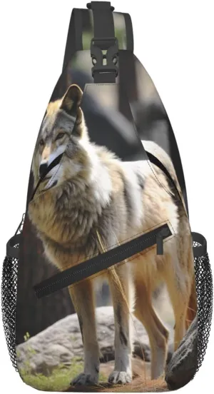 Sling Bag for Women Men Crossbody Bag Sling Backpack Wildlife Wolf Cross Body Bag Adjustable Chest Bag
