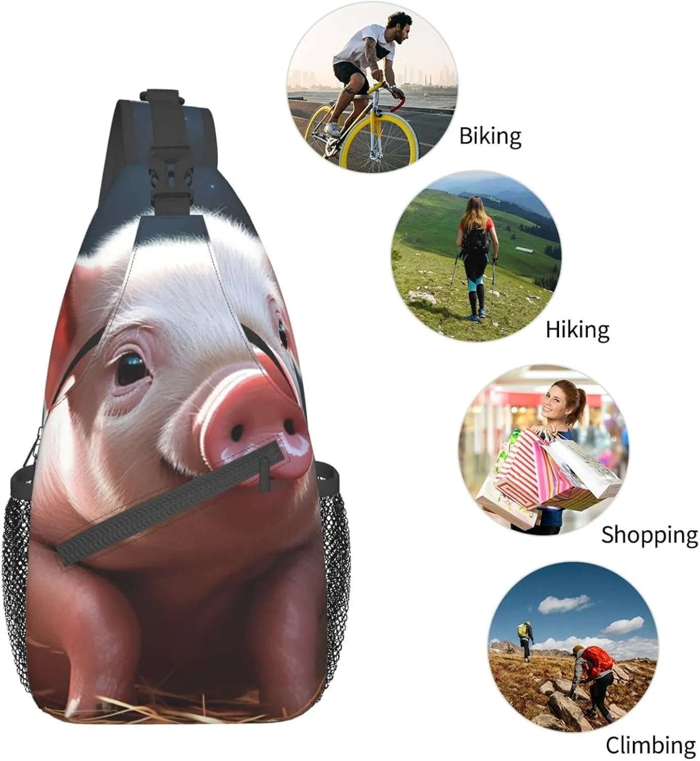 Sling Bag for Women Men Crossbody Bag Small Sling Backpack Foolish Cute animal Chest Bag Hiking Daypack