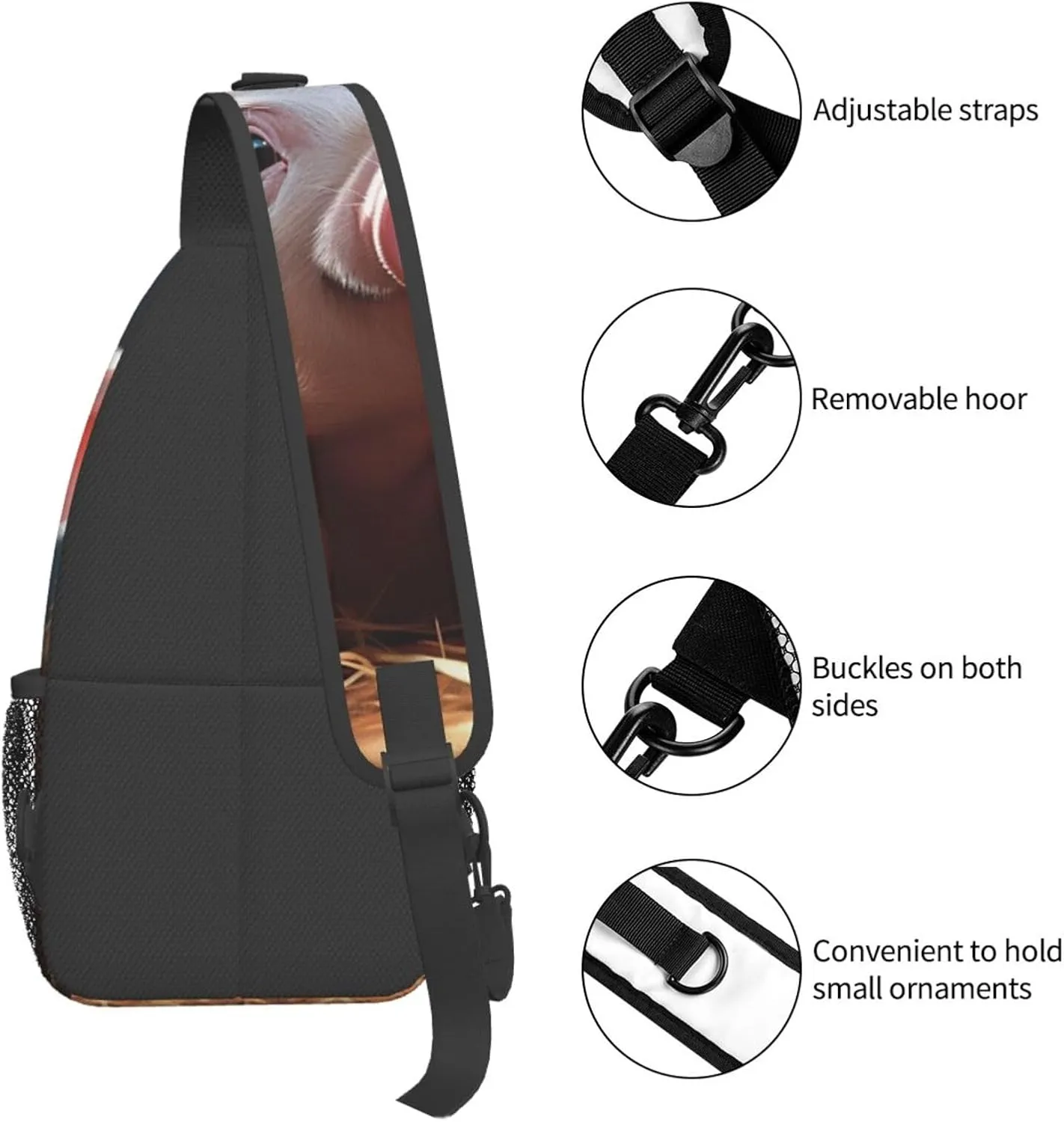 Sling Bag for Women Men Crossbody Bag Small Sling Backpack Foolish Cute animal Chest Bag Hiking Daypack