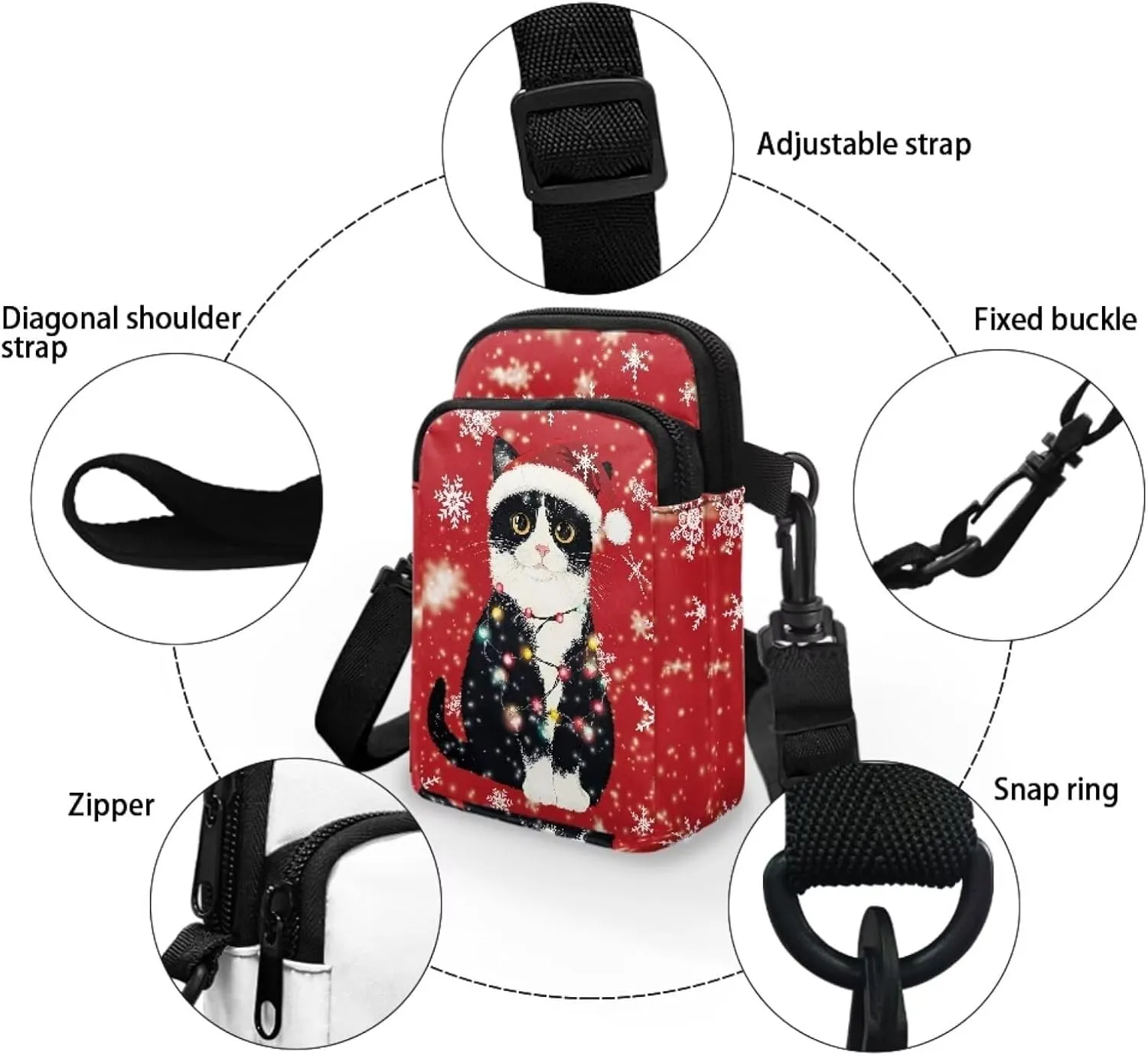 Small Cross Body Purse Trendy Phone Double Layer Shoulder Bags for Women Zip Messenger Bag