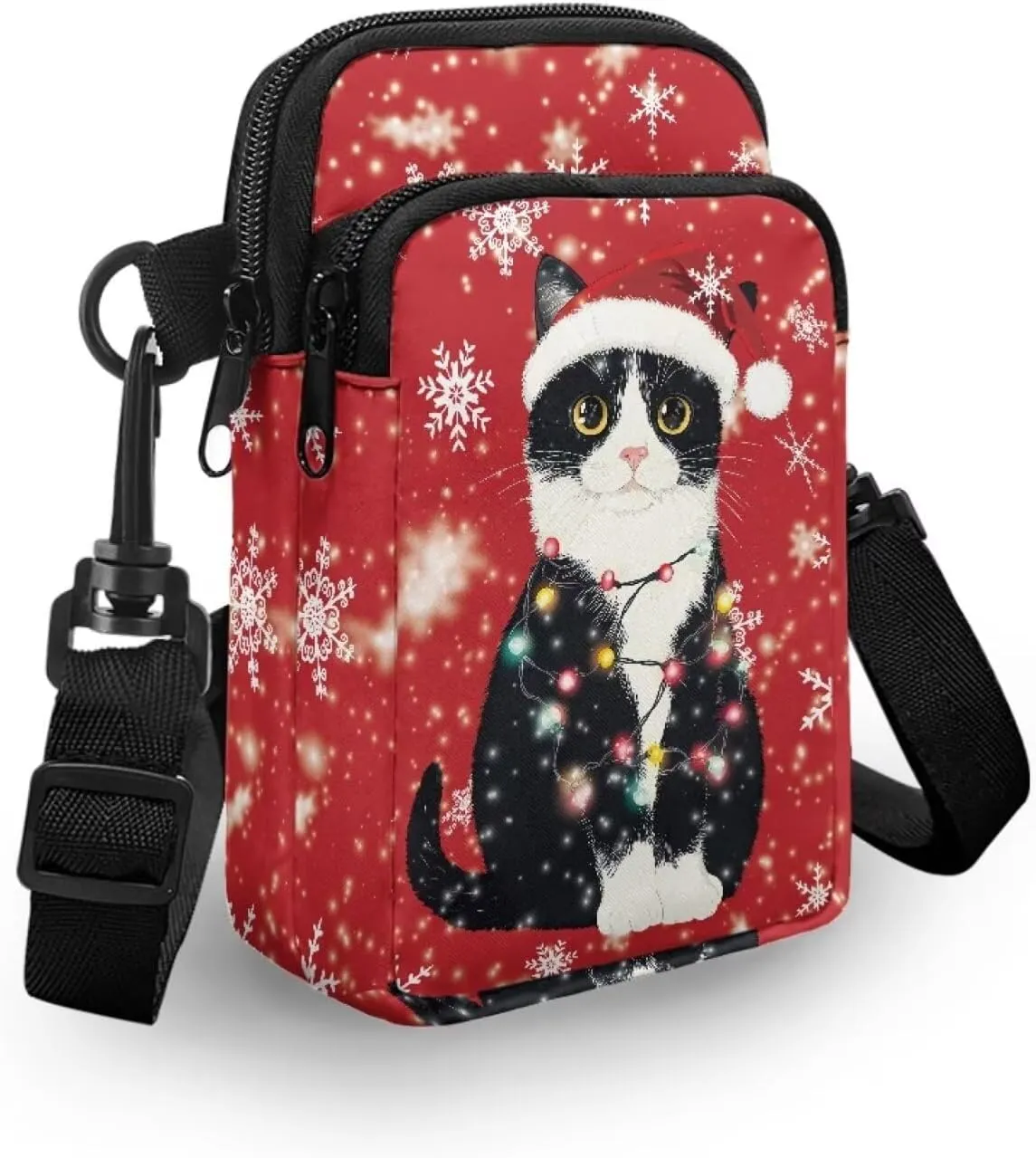 Small Cross Body Purse Trendy Phone Double Layer Shoulder Bags for Women Zip Messenger Bag