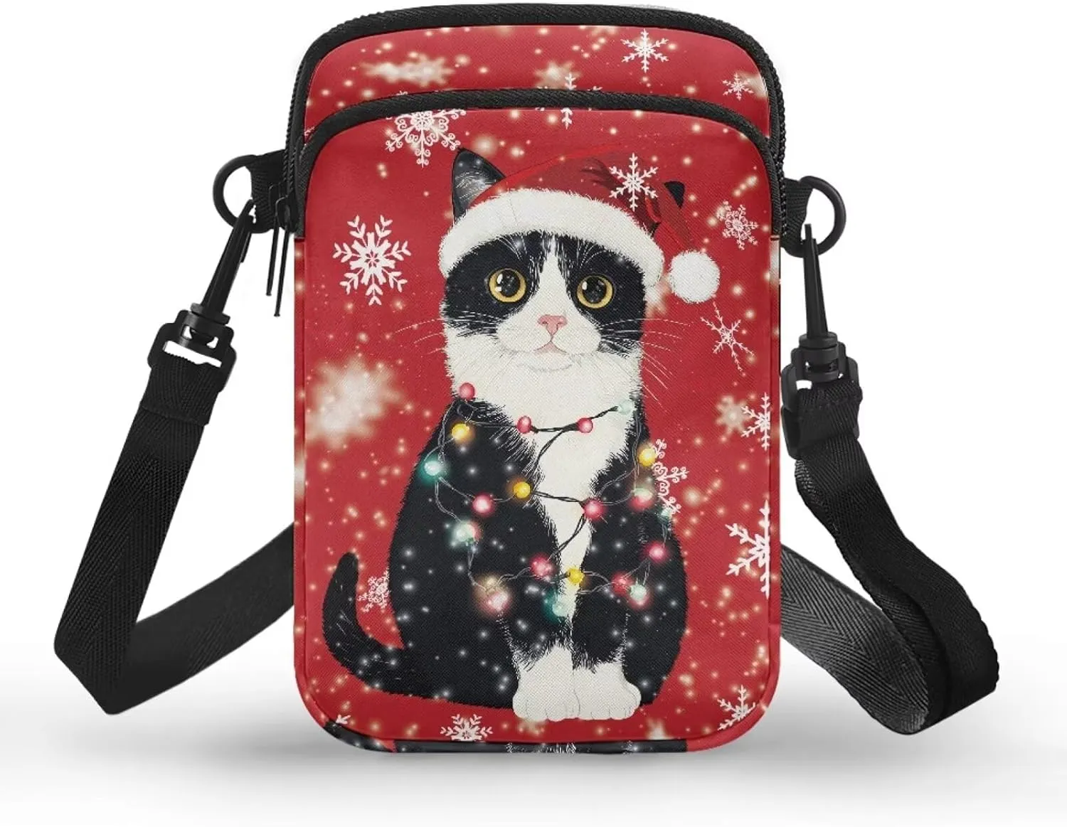 Small Cross Body Purse Trendy Phone Double Layer Shoulder Bags for Women Zip Messenger Bag