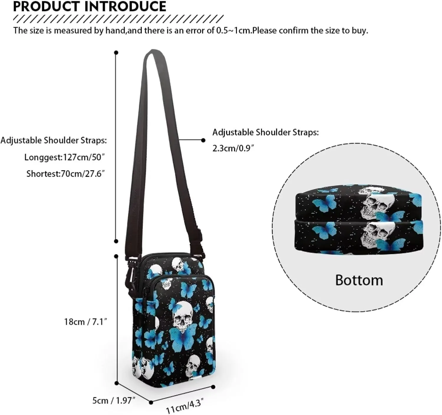 Small Cross Body Purse Trendy Phone Double Layer Shoulder Bags for Women Zip Messenger Bag