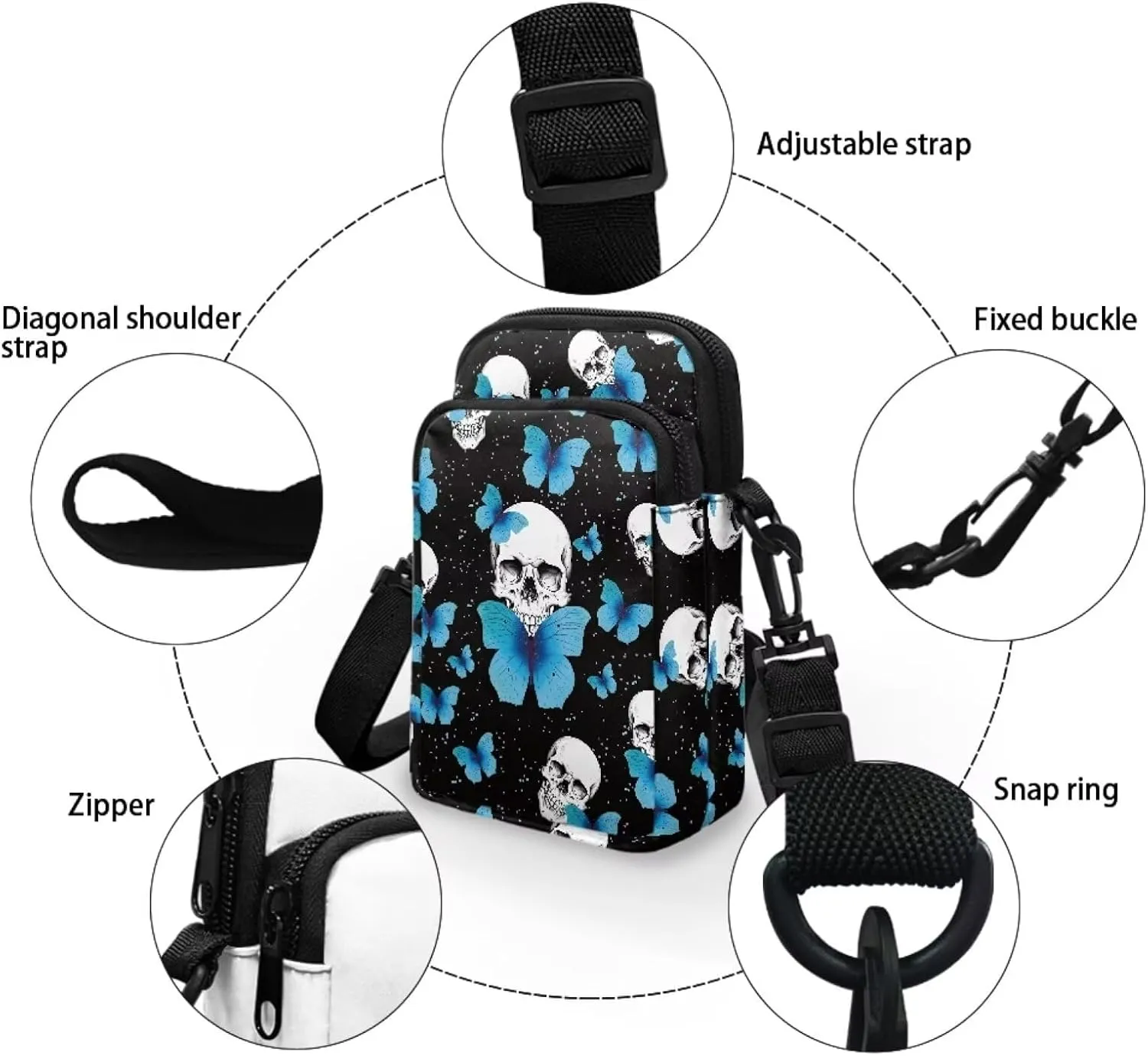 Small Cross Body Purse Trendy Phone Double Layer Shoulder Bags for Women Zip Messenger Bag
