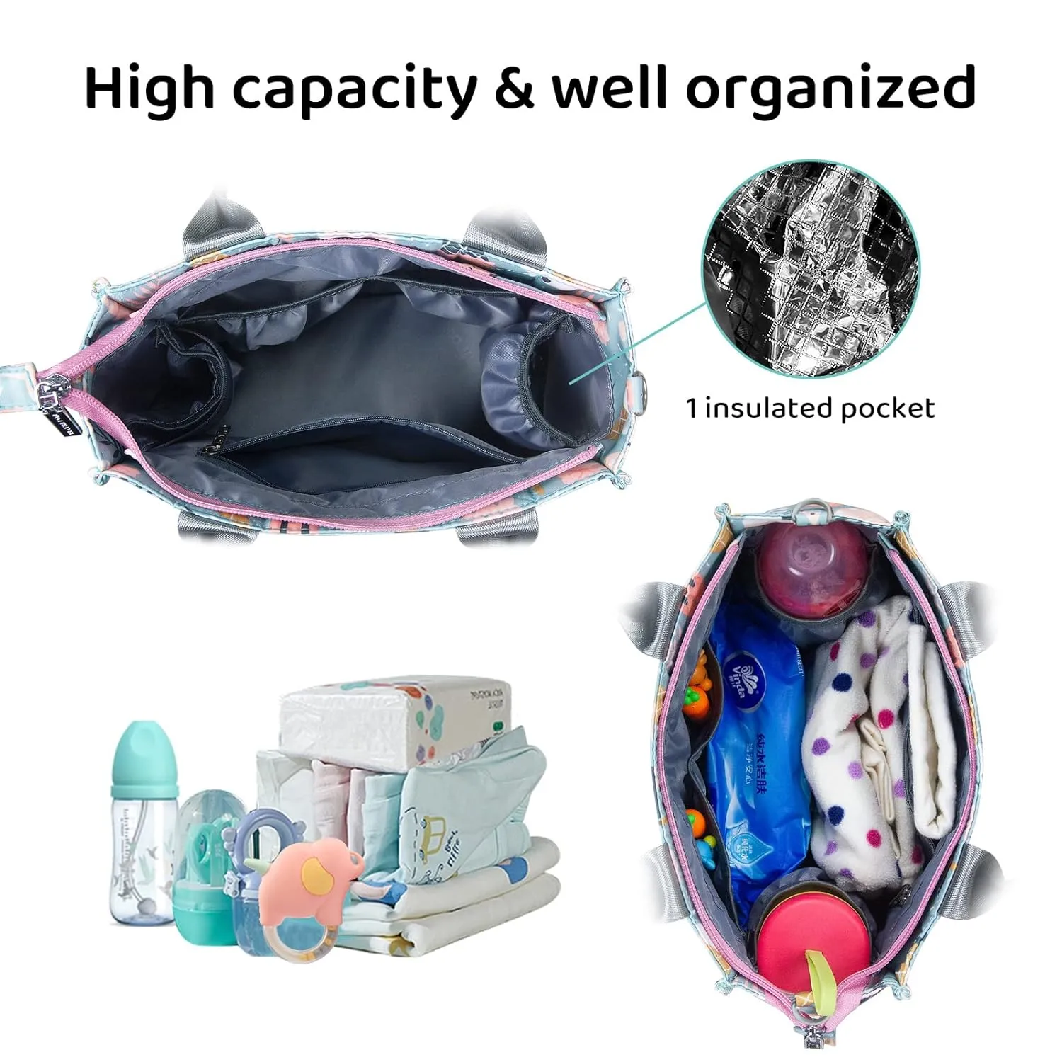 Small Diaper Bags Waterproof Travel Tote Mini Diaper Bag Multi-Function Baby Bags Crossbody Purse(Cartoon Dessert)