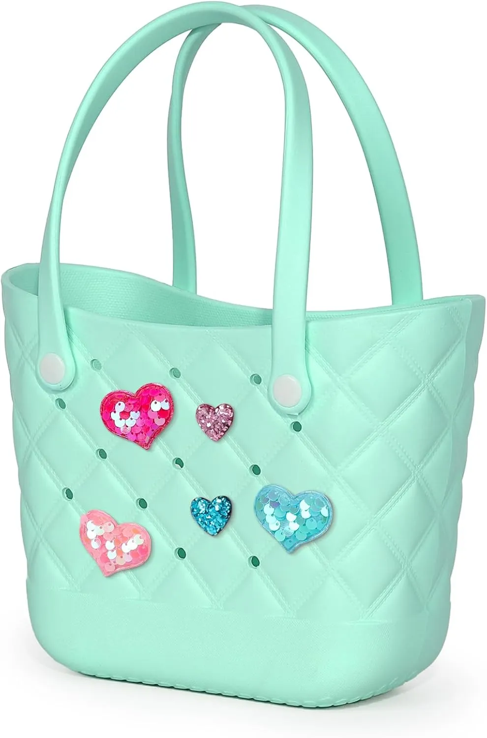 Small Rubber Tote Bag with 5 Charms Cute Beach Tote Small Rubber Bags for Women