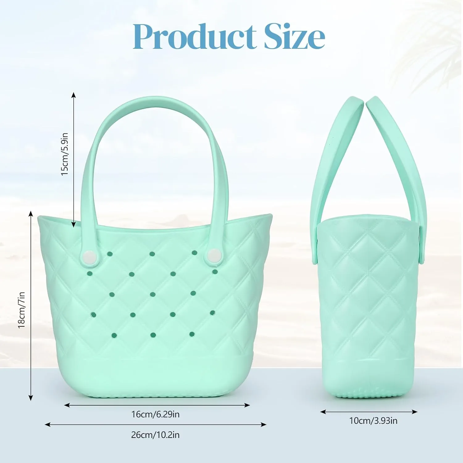 Small Rubber Tote Bag with 5 Charms Cute Beach Tote Small Rubber Bags for Women