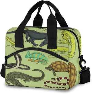 Snakes Lizard Chameleon and Turtle Animal Lunch Bag Insulated Lunch Box Tote Food Container Meal Prep Cooler Handbag