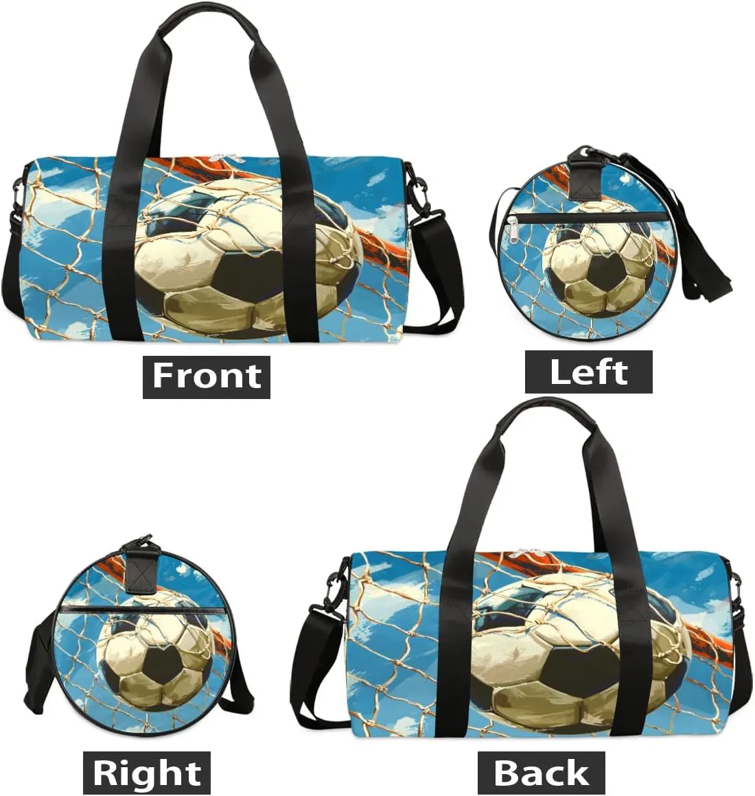 Soccer Sports Travel Duffle Bag Gym Bag for Women Men Lightweight Carry on Duffel Bag for Sports Gyms Weekend Getaway