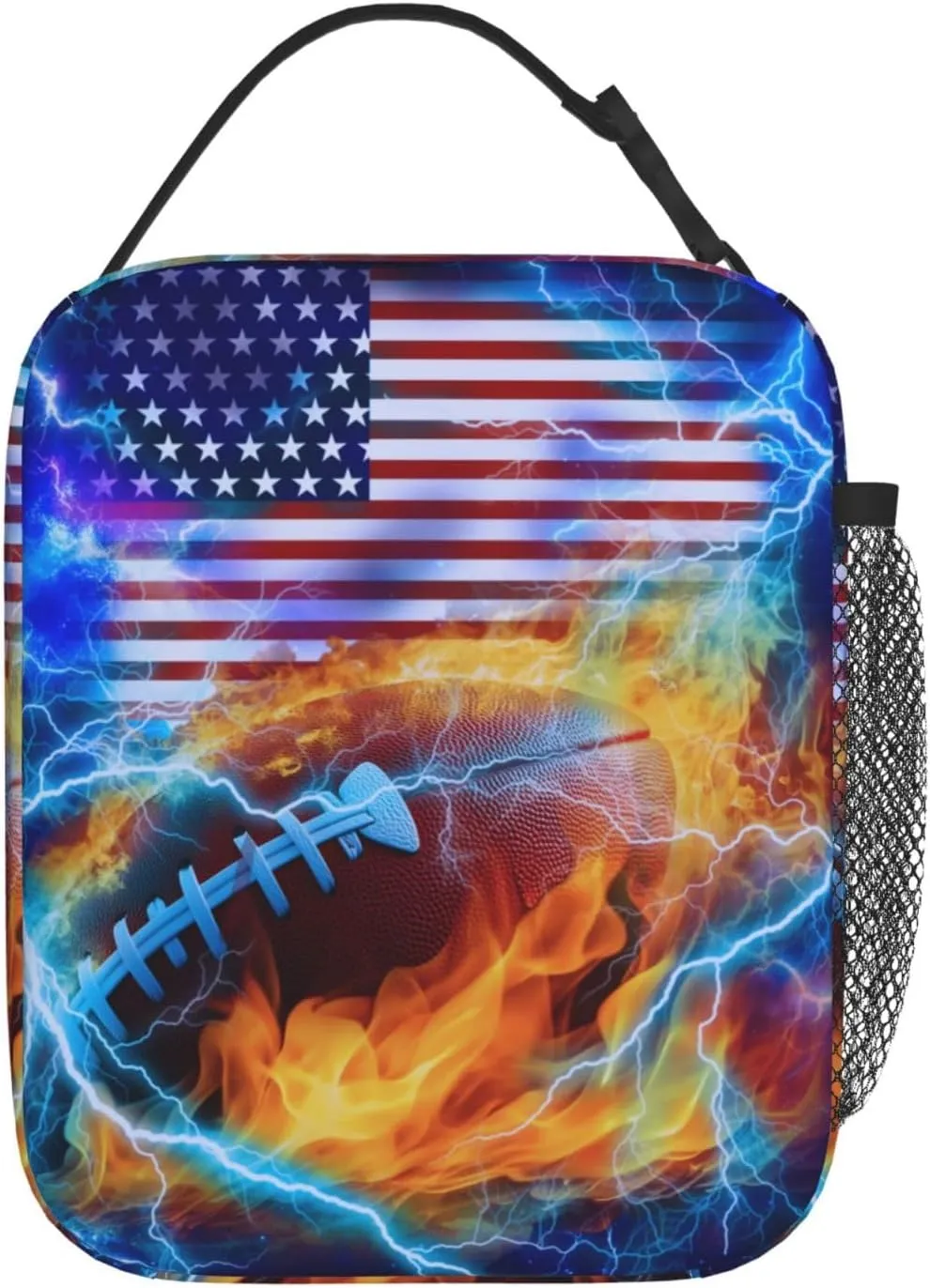 Softball Lunch Box for Kids Sports Lunch Bag for Girls Boys American Flag Insulated Lunch Bags Usa Flags Cooler Tote Bags Sport Ball Reusable Meal Handbags for School Picnic Work Office Hiking