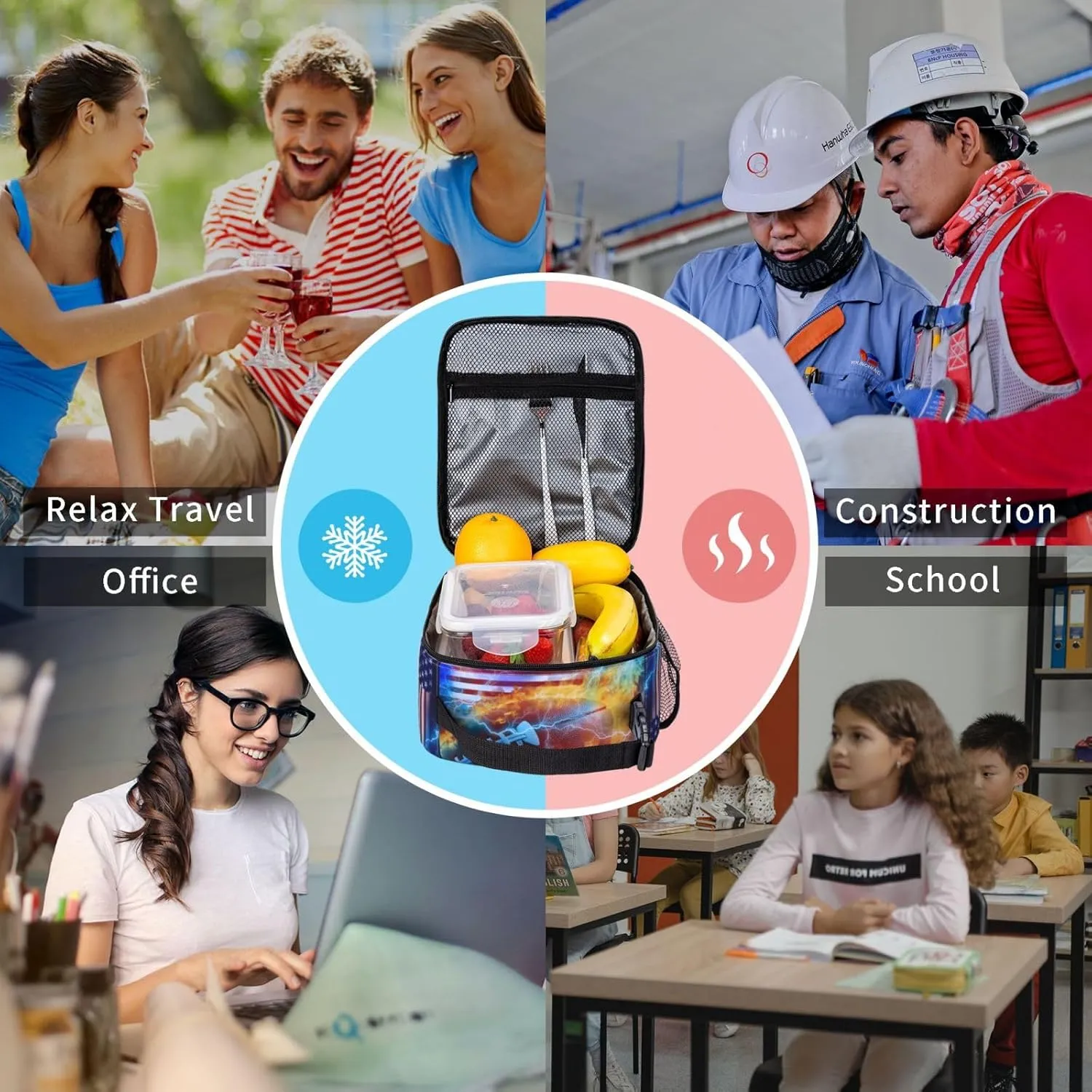 Softball Lunch Box for Kids Sports Lunch Bag for Girls Boys American Flag Insulated Lunch Bags Usa Flags Cooler Tote Bags Sport Ball Reusable Meal Handbags for School Picnic Work Office Hiking