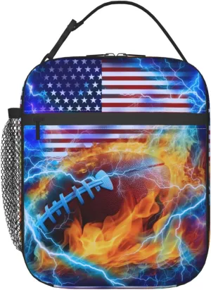 Softball Lunch Box for Kids Sports Lunch Bag for Girls Boys American Flag Insulated Lunch Bags Usa Flags Cooler Tote Bags Sport Ball Reusable Meal Handbags for School Picnic Work Office Hiking