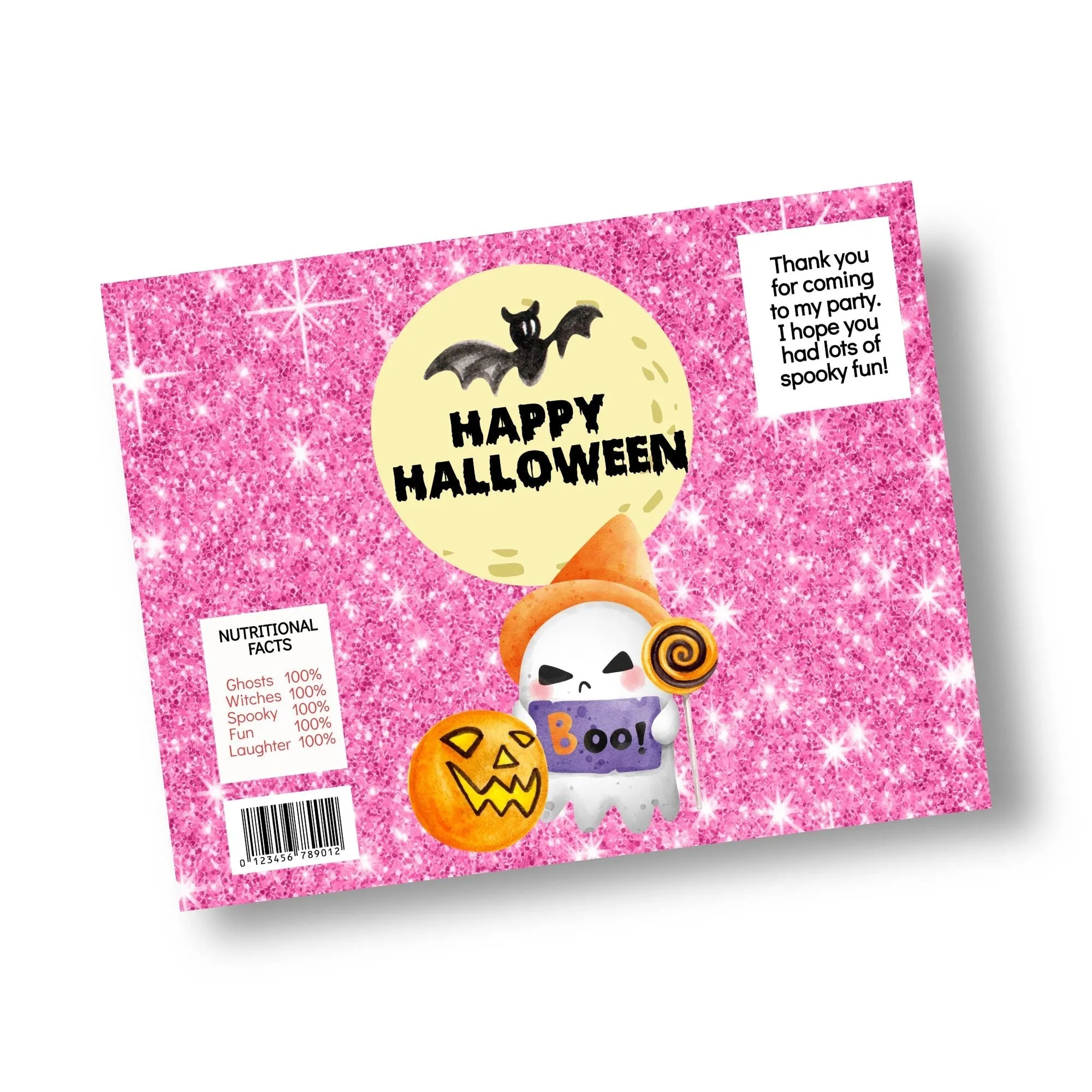 Sparkling Pink Printable Halloween Chip Bag