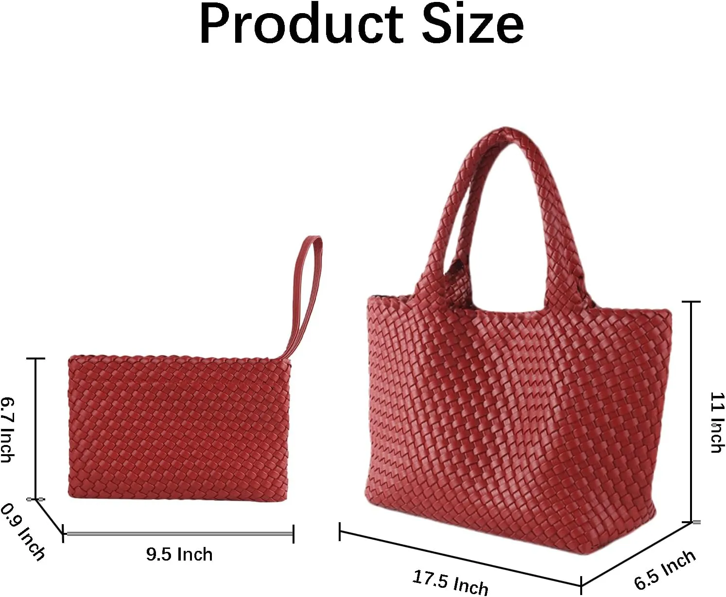 SporGenius Woven Tote Bag for Women, Vegan Leather Beach Bags with Small Purse, Large Travel Top Handle Handbags