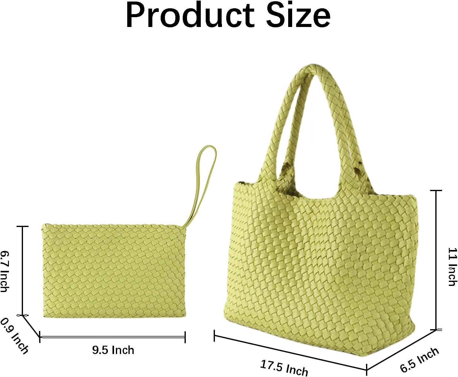 SporGenius Woven Tote Bag for Women, Vegan Leather Beach Bags with Small Purse, Large Travel Top Handle Handbags