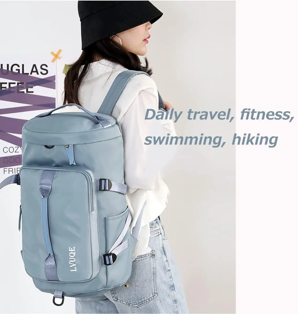 Sport gym bag,duffel bag with shoe compartment foldable training handbag for men and women – sport travel bag overnight weekend shoulder weight dry bag -Waterproof Dry Wet Separated Gym Bags