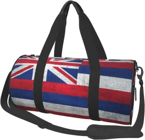 Sports Travel Gym Bag Vintage Hawaiian Flag Fitness Duffle Bag with Inner Pocket and Adjustable Shoulder Strap for Women & Men