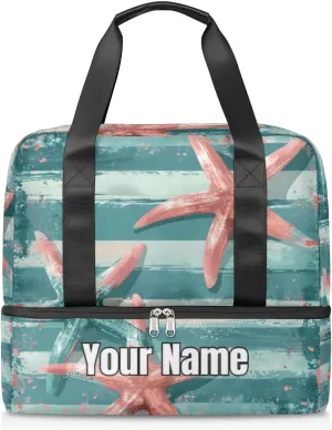Starfish Planks Ocean Style Personalized Gym Duffle Bag for Women and Men - Custom Sports Tote Travel Bag with Shoe Compartment for Weekender Overnight