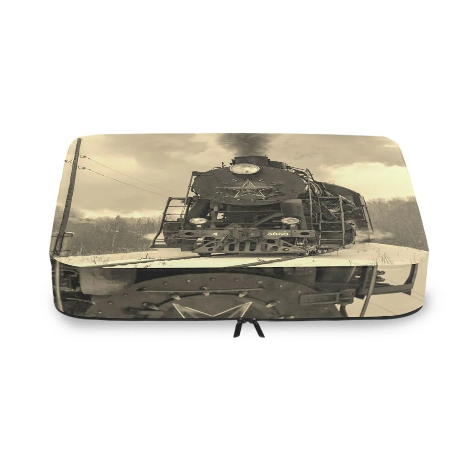 Steam Train in winter with White Snow, Track Route with Smoke 4 Set Packing Cubes, Travel Packing Organizers, 600D Oxford Cloth Toiletry Storage Bag, Luggage Mesh Bags for Accessories