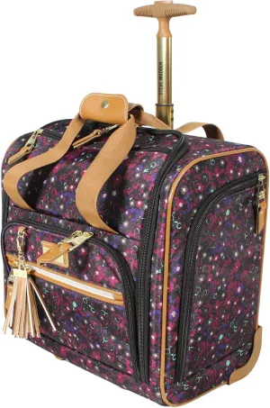 Steve Madden Designer 15 Inch Carry on Suitcase- Small Weekender Overnight Business Travel Luggage- Lightweight 2- Rolling Spinner Wheels Under Seat Bag for Women (Dark Purple)