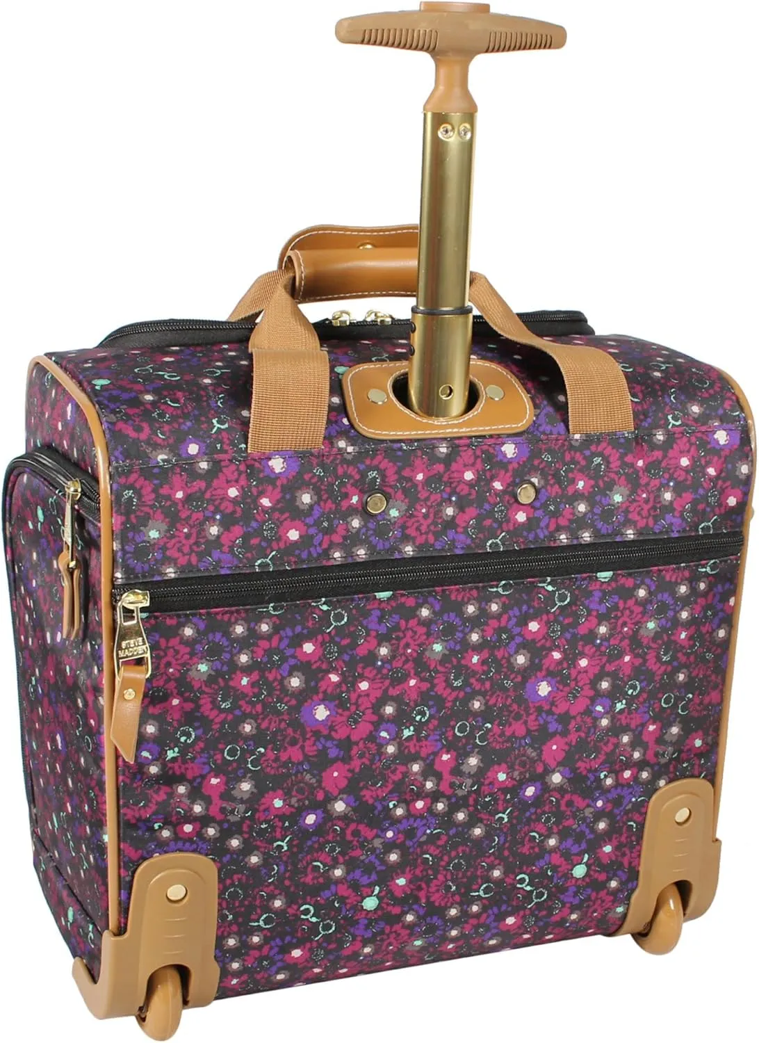 Steve Madden Designer 15 Inch Carry on Suitcase- Small Weekender Overnight Business Travel Luggage- Lightweight 2- Rolling Spinner Wheels Under Seat Bag for Women (Dark Purple)