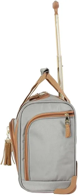 Steve Madden Designer 15 Inch Carry on Suitcase- Small Weekender Overnight Business Travel Luggage- Lightweight 2- Rolling Spinner Wheels Under Seat Bag for Women (Harlo Gray)