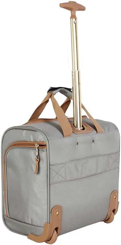 Steve Madden Designer 15 Inch Carry on Suitcase- Small Weekender Overnight Business Travel Luggage- Lightweight 2- Rolling Spinner Wheels Under Seat Bag for Women (Harlo Gray)