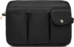 Storage Bag Cosmetic Bag for Women, Travel Makeup Bag Zip Up Bag Cute Makeup Bag Perfect Storage for Cosmetics, Black/Nylon