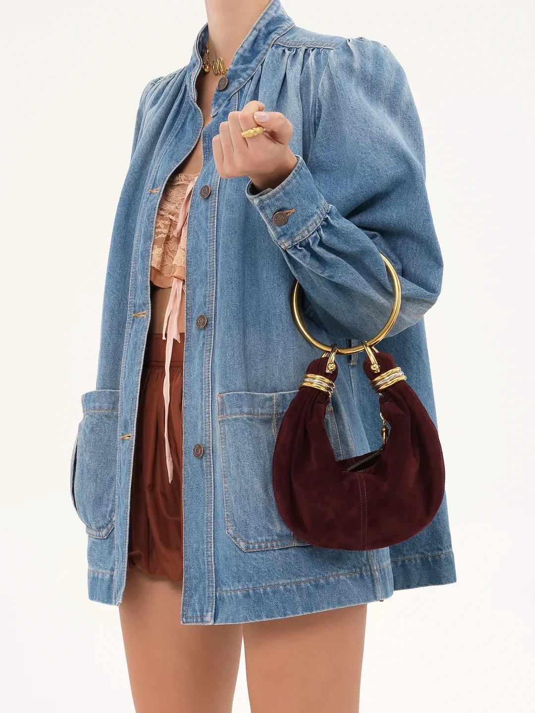 Suede Mini Bracelet Hobo Bag
