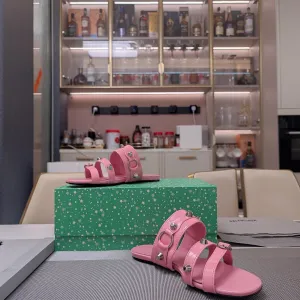 Tailored selection IN PINK SHEEPSKIN Accessible Balanciaga WAX-OIL WEWAK STUDDED SANDALS STRAPPY FLAT