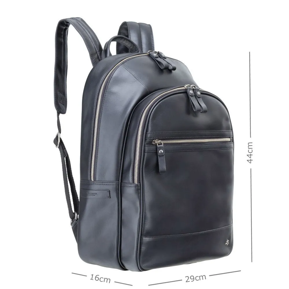 Tank - 13" Leather Laptop Backpack Black