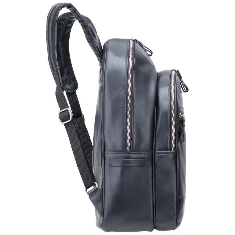 Tank - 13" Leather Laptop Backpack Black
