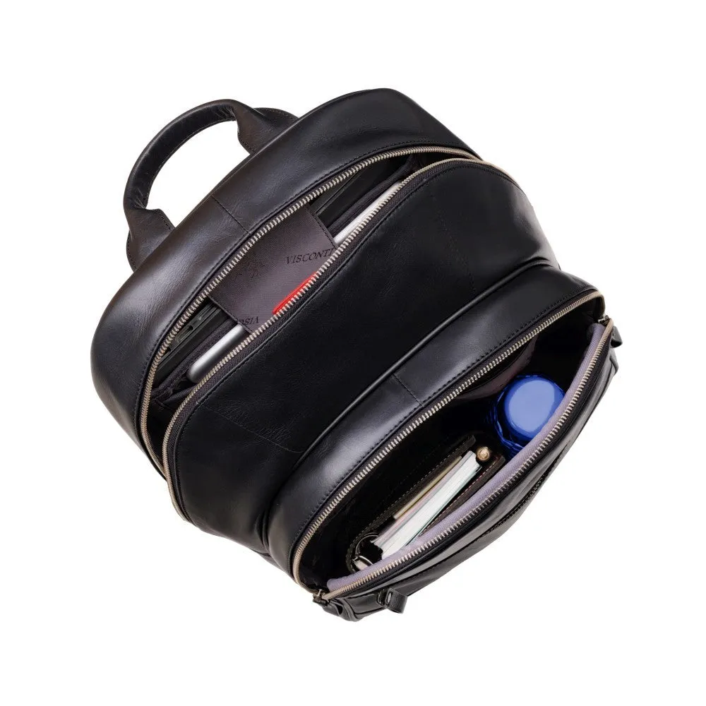Tank - 13" Leather Laptop Backpack Black