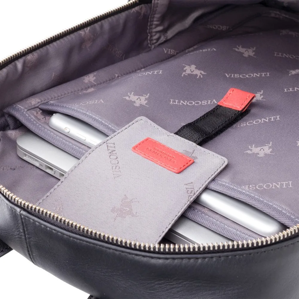 Tank - 13" Leather Laptop Backpack Black