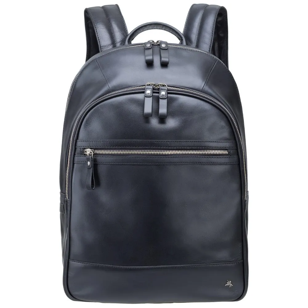 Tank - 13" Leather Laptop Backpack Black