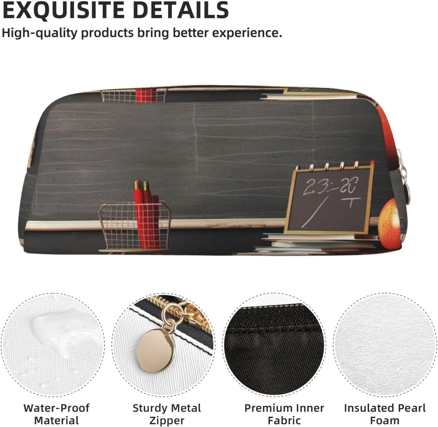 teacher classroom chalkboard Makeup Bag for Women Men Travel Toiletry Bag Aesthetic Purse Pouch Large Pencil Case