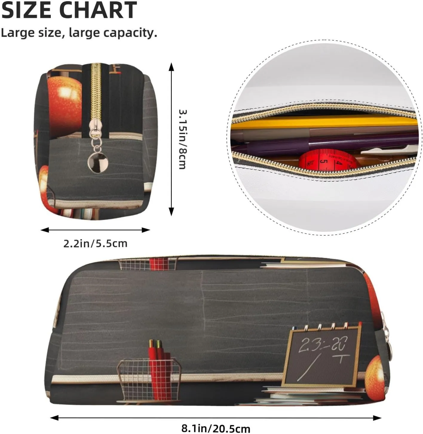 teacher classroom chalkboard Makeup Bag for Women Men Travel Toiletry Bag Aesthetic Purse Pouch Large Pencil Case