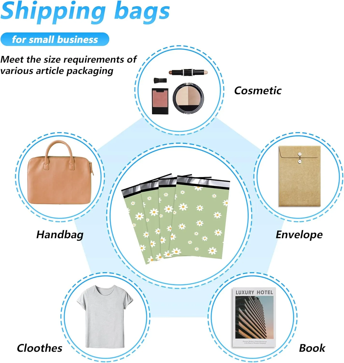 Thank You Poly Mailer 10x13 Inch 100 Pcs, Waterproof and Tear-Resistant Shipping Bags for Clothing, Cute Mailing Bags with Self-Seal, Chrysanthemum Printed Packaging Bags for Small Business