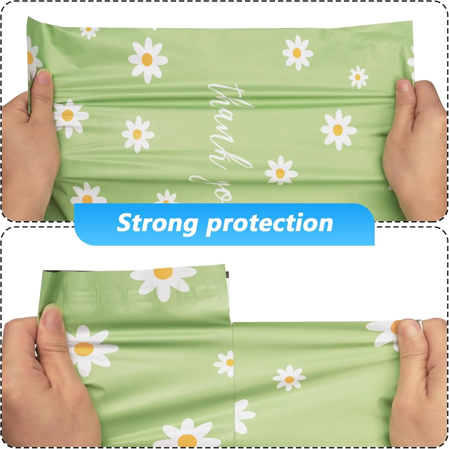 Thank You Poly Mailer 10x13 Inch 100 Pcs, Waterproof and Tear-Resistant Shipping Bags for Clothing, Cute Mailing Bags with Self-Seal, Chrysanthemum Printed Packaging Bags for Small Business