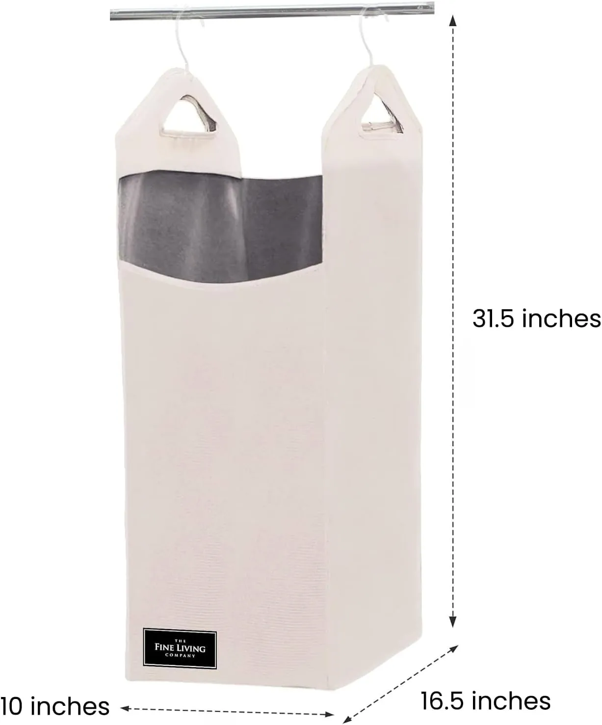 The Fine Living Co. Hanging Laundry Hamper Bag, Heavy Duty Hanger, Space Saving Closet Hamper Organizer (Beige)