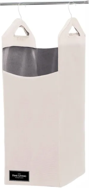 The Fine Living Co. Hanging Laundry Hamper Bag, Heavy Duty Hanger, Space Saving Closet Hamper Organizer (Beige)