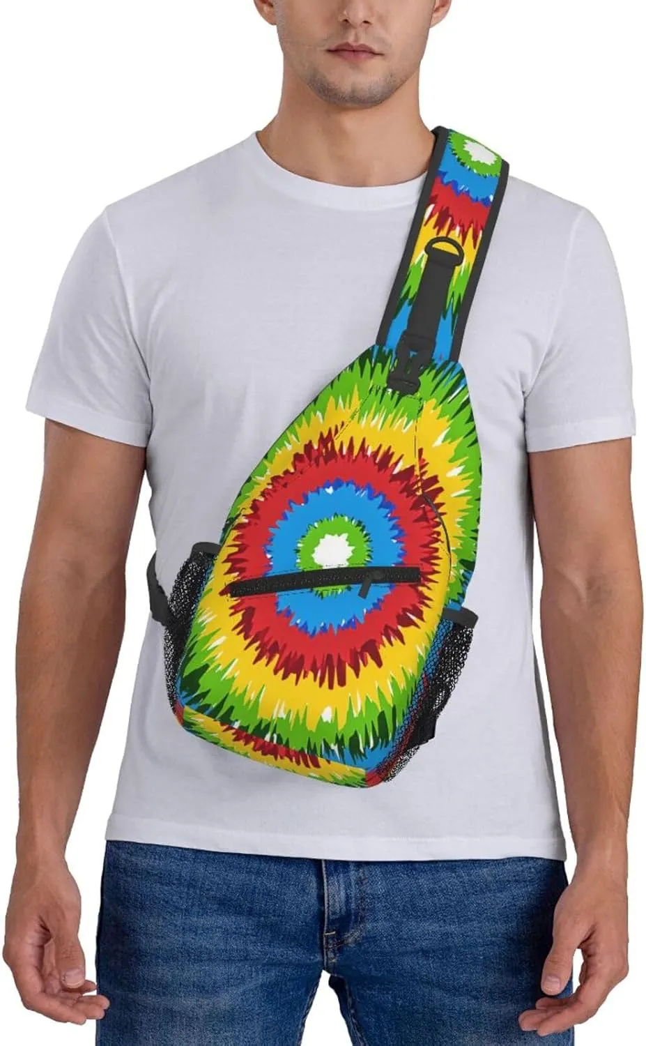 Tie Dye Swirl Rainbow Chest Bags Crossbody Sling Bag Shoulder Bag Travel Hiking Daypack For Men Women