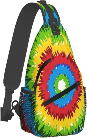 Tie Dye Swirl Rainbow Chest Bags Crossbody Sling Bag Shoulder Bag Travel Hiking Daypack For Men Women