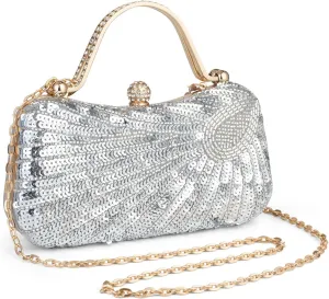 Tmore Beaded Purse Peacock Evening Bags for Women Formal with Bling Sequin Clutch Purse for Wedding Prom Party Handbag