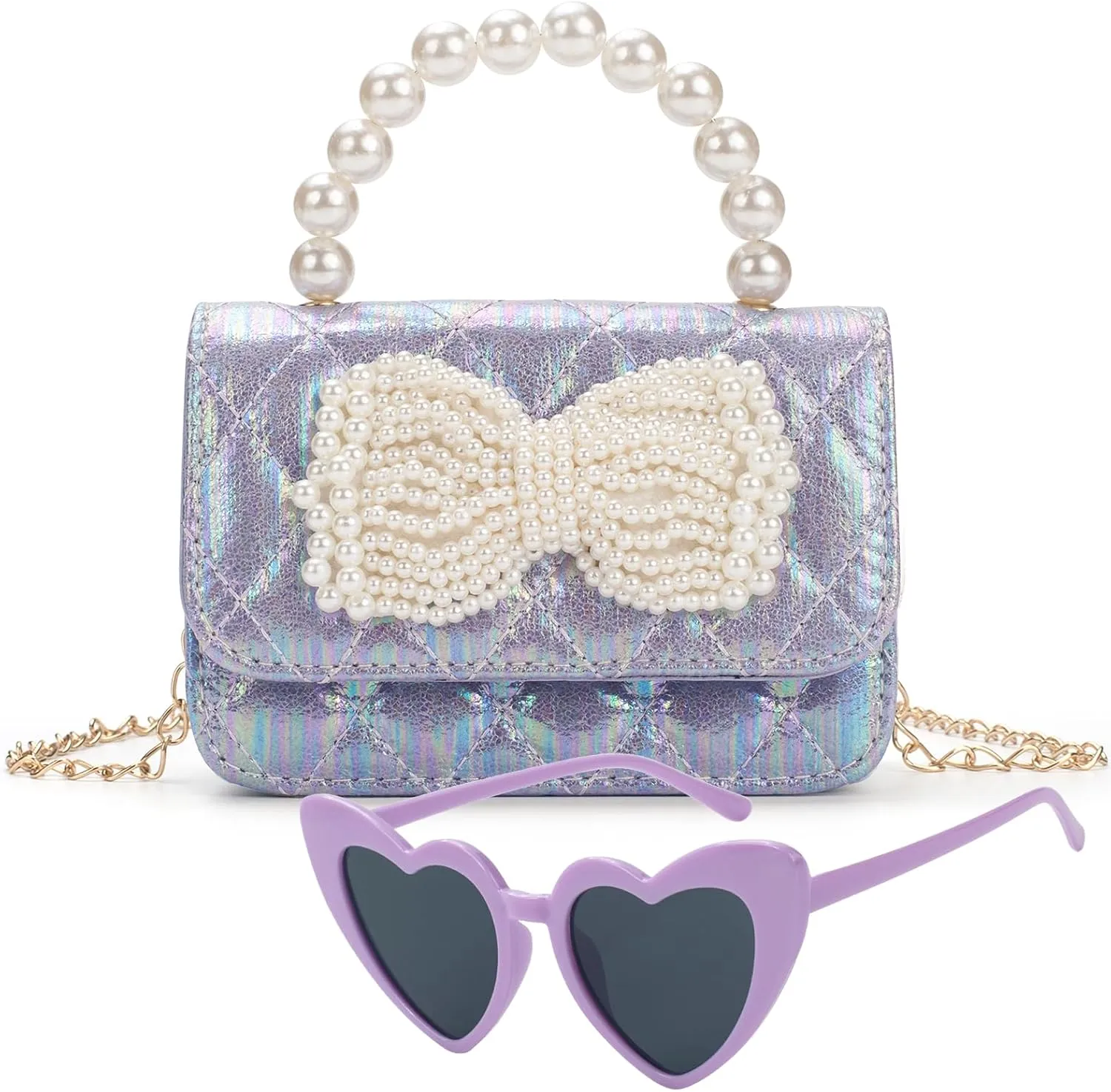 Toddler Crossbody Bag - Bow Purse for Little Girls, Birthday Gift