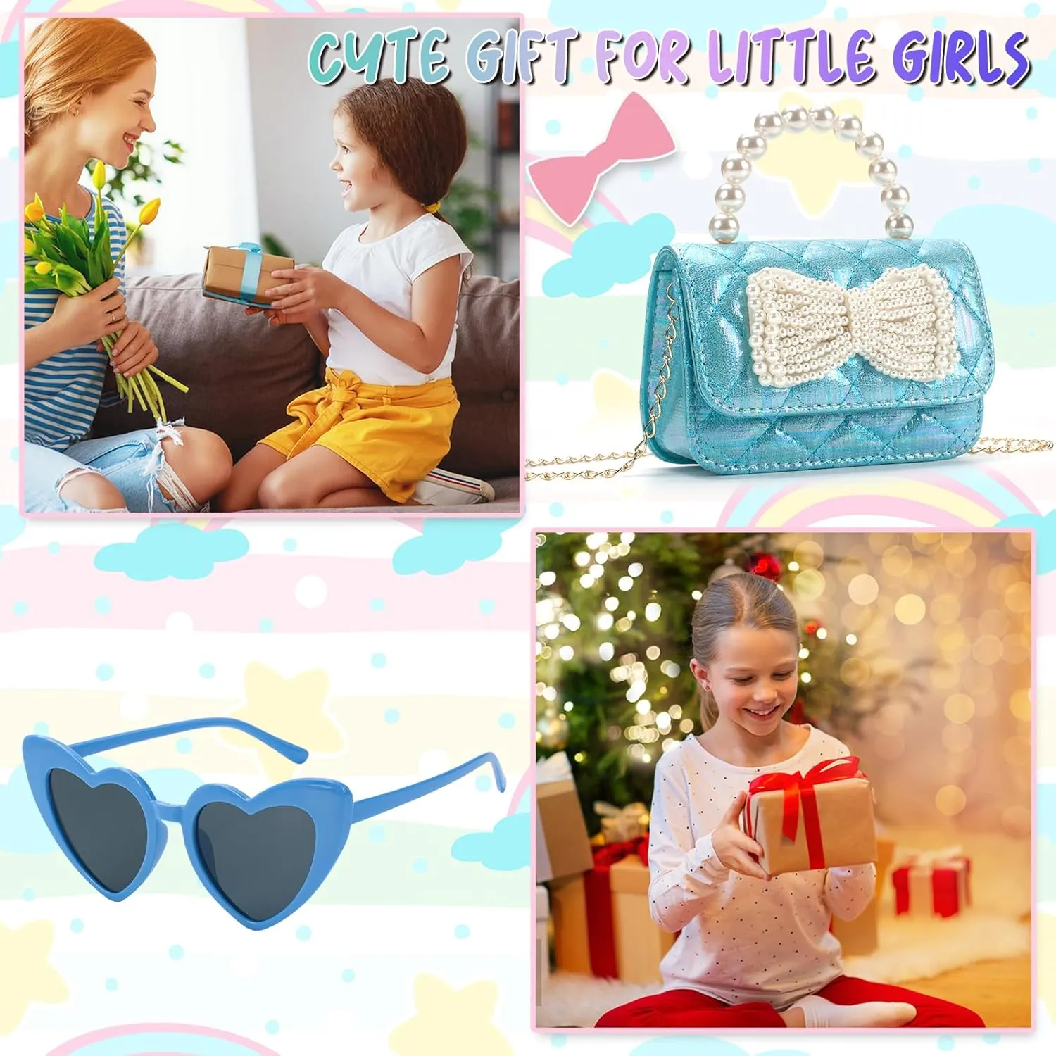 Toddler Crossbody Bag - Bow Purse for Little Girls, Birthday Gift