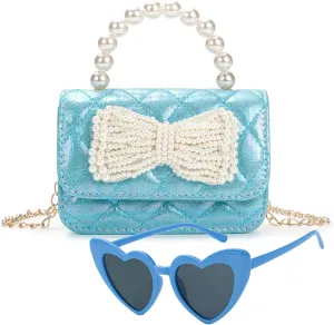 Toddler Crossbody Bag - Bow Purse for Little Girls, Birthday Gift