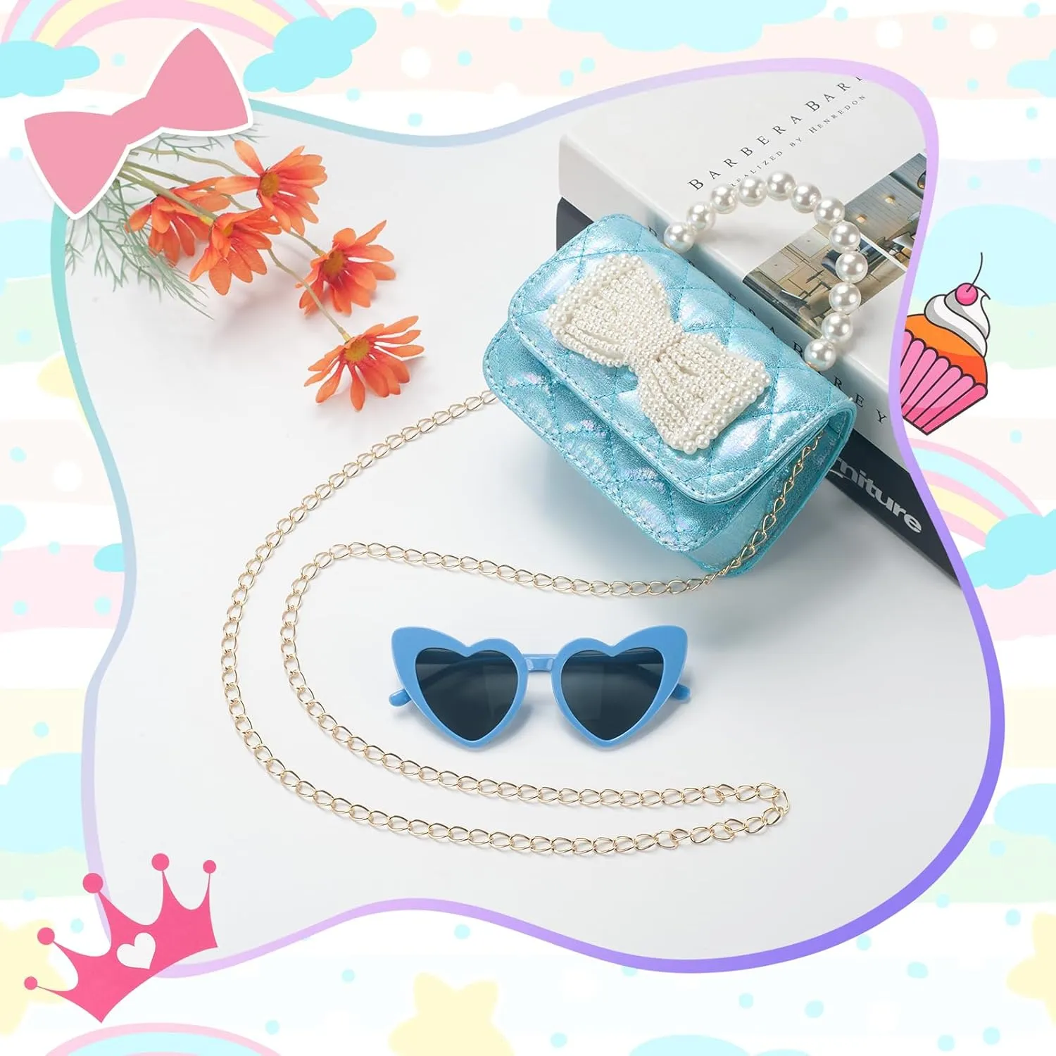 Toddler Crossbody Bag - Bow Purse for Little Girls, Birthday Gift