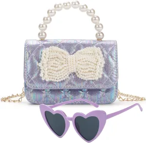 Toddler Crossbody Bag - Bow Purse for Little Girls, Birthday Gift
